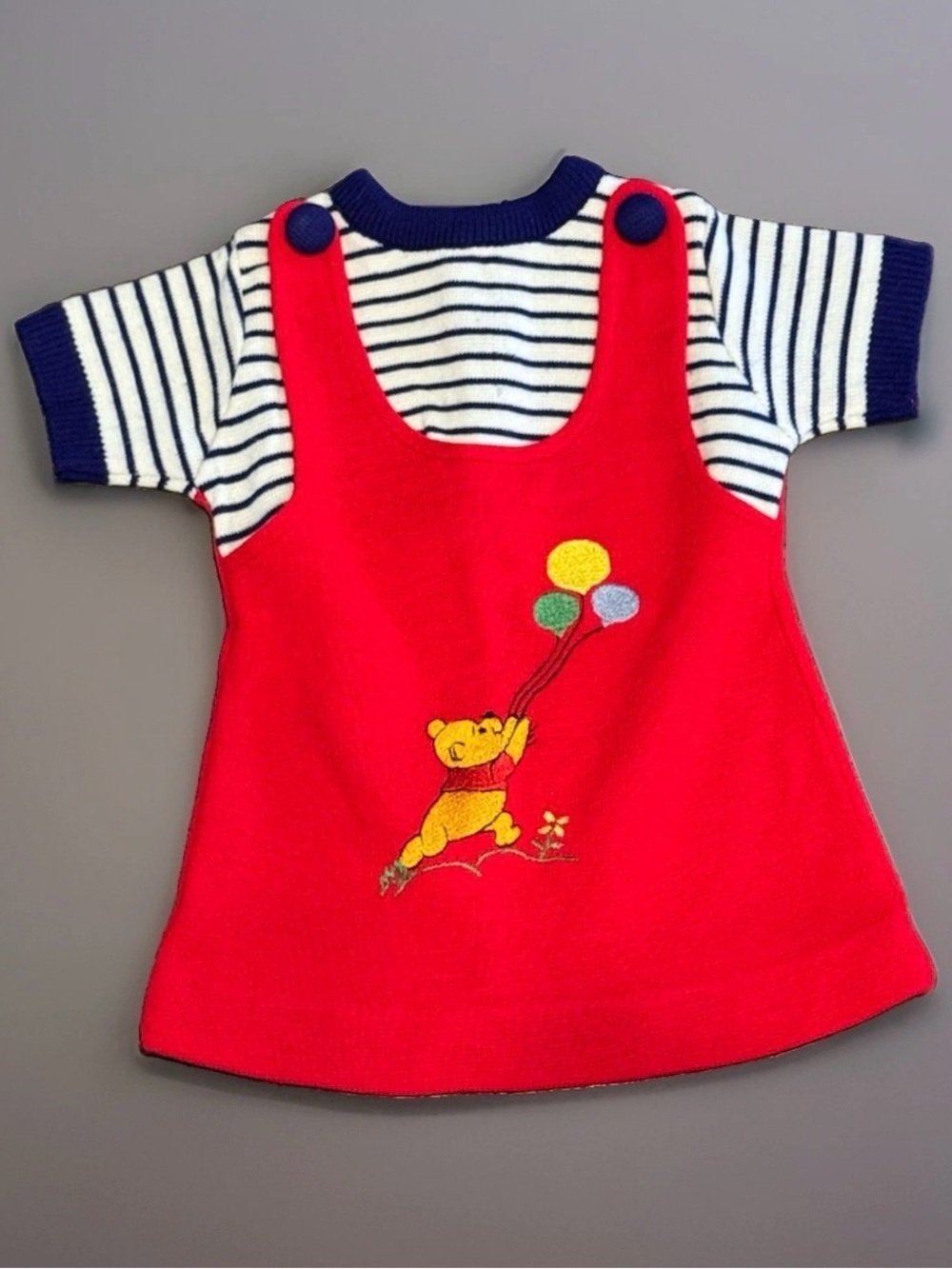 Vintage Winnie the Pooh Nursery Collection Balloon Jumper Dress Baby 6-12M
